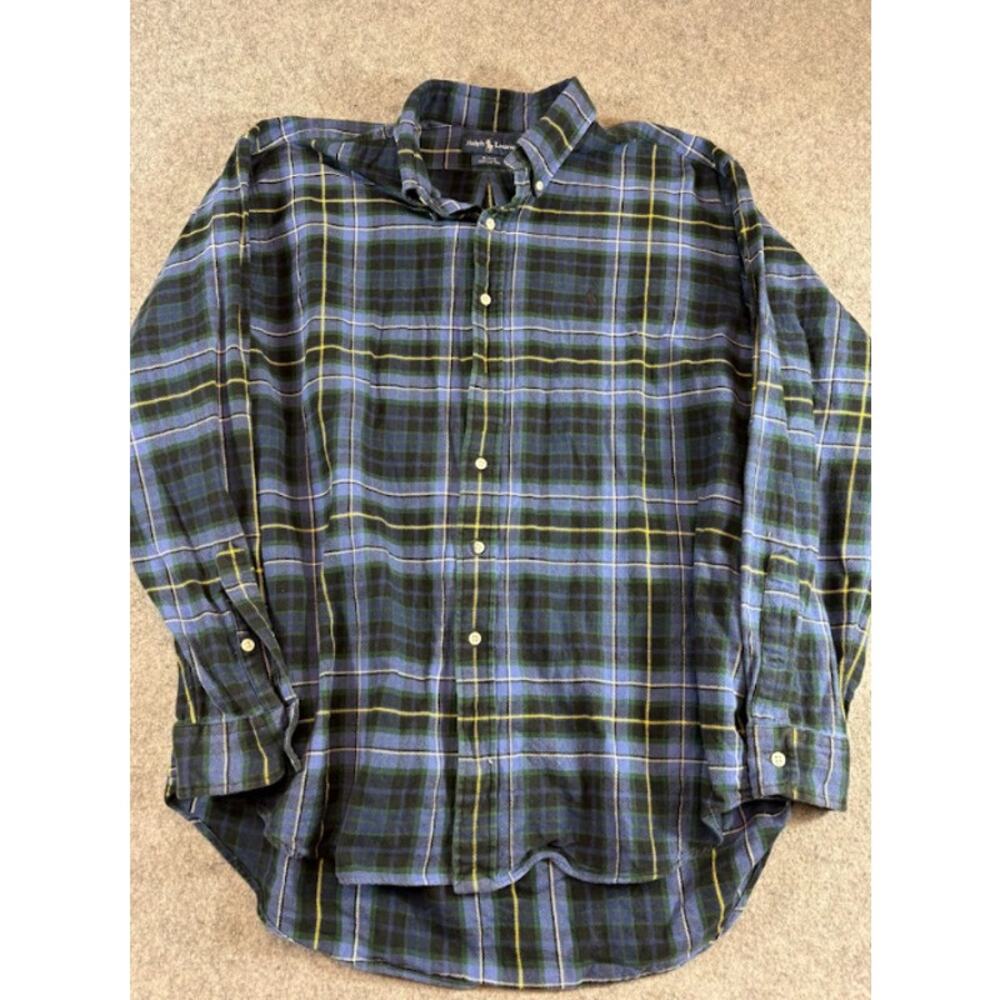VTG 90s Ralph Lauren Blake Flannel Button Down Shirt Mens XL Tartan Plaid Preppy
